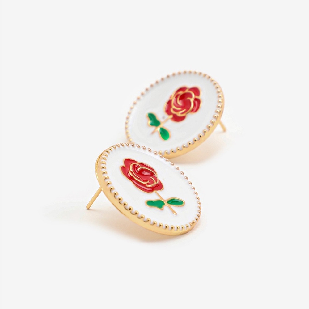 Rose Flower Button Earrings